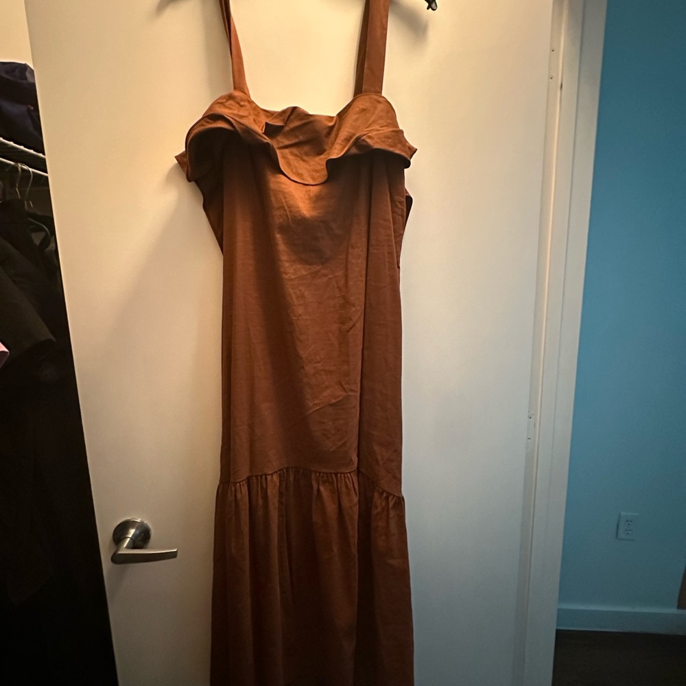 Theory Brown Maxi Sundress with Spaghetti Straps